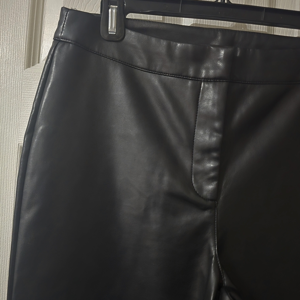 Bagatelle Faux Leather Cropped Wide Leg Trousers in Black, High Waist, EUC! - Picture 4 of 11